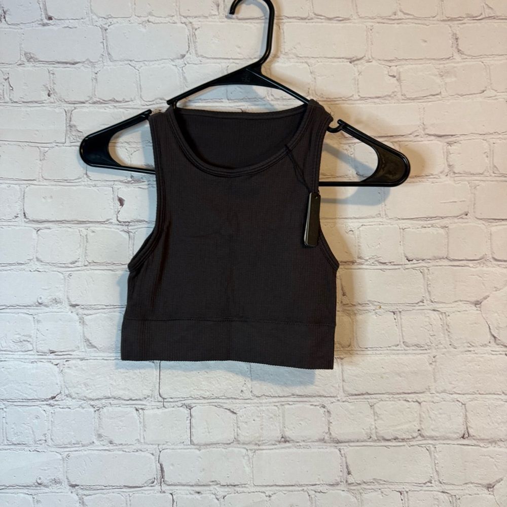 SKIMS High Neck Ribbed Bra size S/M Soot